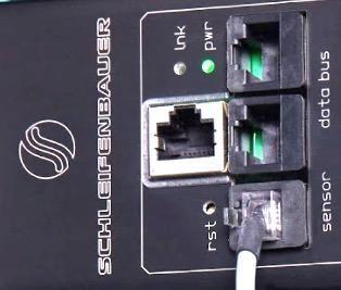 Each PDU features two RJ45 connectors, with which you can make a closed loop. Connect the RJ45/patch cable to the connector labelled data bus.