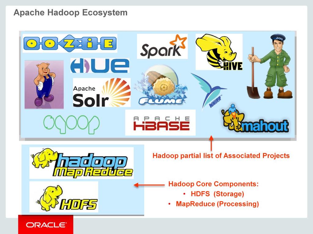 The Hadoop Ecosystem is a framework that enables distributed storage and processing of huge amounts of data in a cost-effective way. Hadoop refers to an ecosystem of related products.