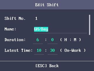 2. Select a man-hour shift type in the list. Notes: By default, the man-hour shift type includes 6H/Day (6 hours per day), 4H/Day (4 hours per day), and 30 custom types.