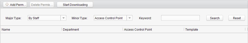 Access Permission Searching Purpose: After the permission settings being completed, you can search and view permission assigning condition on the searching interface. 1. Enter the Permission page. 2.