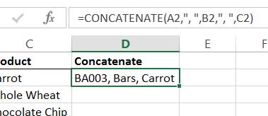 You will be prompted to select the concatenation range, and to enter the character to use as a separator.
