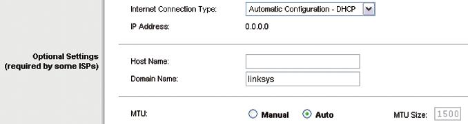 Otherwise, leave the default values. D. From the Internet Configuration Type dropdown menu, select one of the following six connection types.