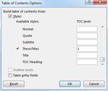 Exercise 21. Generate a customised table of contents When Microsoft Word creates a table of contents it does so by looking for a predefined set of heading styles.