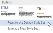 Hover over a style set Live preview will display a sample in document 3.