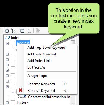 Note: If you want to see the variable syntax replaced by the variable definition, click in the local toolbar of the Index Links editor.
