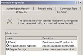 Appendix D Configuring IPSec with a Windows 2000 or XP Computer Filter Action Tab New