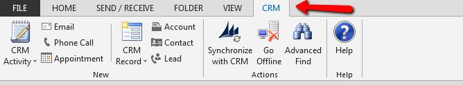 Q: Can I create contacts or activities from Outlook? A: Absolutely! The CRM ribbon that is added to Outlook upon installation provides the opportunity to create any record in FRM.