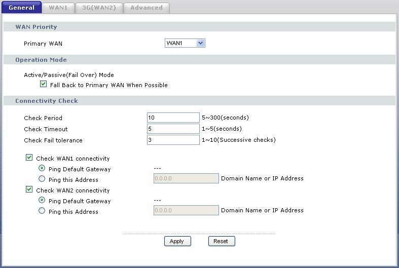 Chapter 9 WAN Click Network > WAN > General. The screen appears as shown. Figure 60 Network > WAN > General The following table describes the labels in this screen.