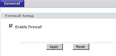 Chapter 14 Firewall 14.2 General Use this screen to enable or disable the NBG4115 s firewall, and set up firewall logs. Click Security > Firewall to open the General screen.