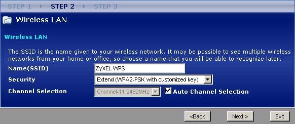 Chapter 5 Connection Wizard 5.4 STEP 2: Wireless LAN Set up your wireless LAN using the following screen. Figure 17 Wizard Step 2: Wireless LAN The following table describes the labels in this screen.