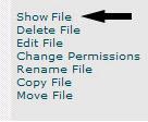 3 Click on the words Show File or Show File Contents on the right side of the screen: 4 A new window will appear containing the contents of that file.