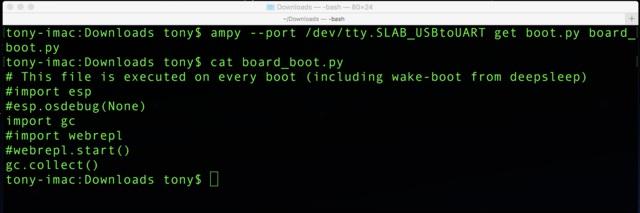 ampy --port /serial/port get boot.py board_boot.py The get command will always overwrite files on the computer without warning!