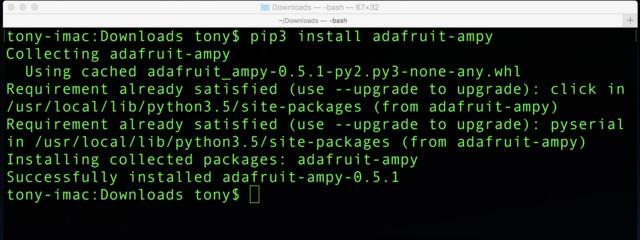 Install ampy To install the Adafruit MicroPython tool (http://adafru.it/r1f) (ampy) you'll first need to make sure you have Python (http://adafru.it/cfq) installed on your computer.