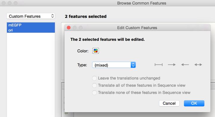 Edit Multiple Common Features To simultaneously edit multiple features' color or type,