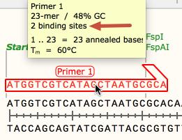 Adjust Primer Hybridization Parameters How can I adjust the hybridization parameters to see more or fewer primer binding sites?