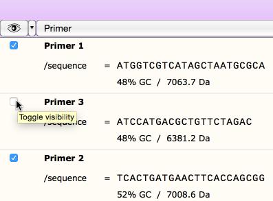 If multiple primers are selected, you can use Primers Hide Selected Primers to hide all of them.