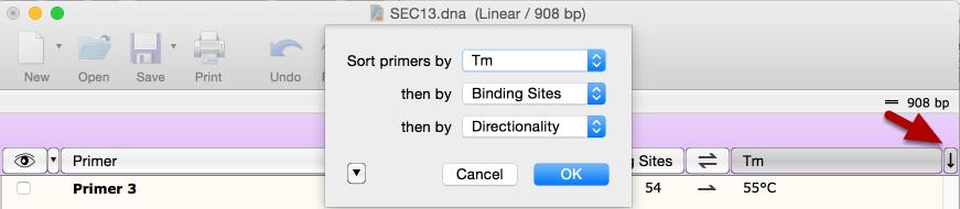 Specify Additional Sorting Parameters To specify secondary and tertiary sorting parameters, press the button