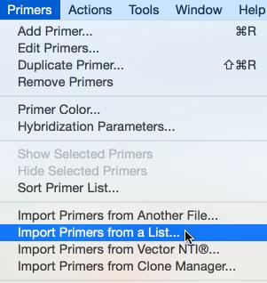Specify a Source List To specify the source list, click Primers