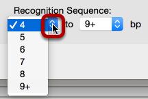 To specify the recognition sequence length, click the