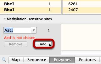 Remove an Enzyme from the Chosen Set To remove an enzyme from the chosen set, type its