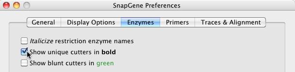 Set Enzyme Preferences SnapGene will remember customized preferences for displaying enzymes and enzyme sets, as well as the order of preference for enzyme suppliers.