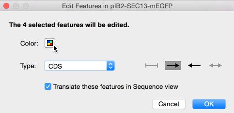To open the Edit Features dialog, click Features Edit Features.