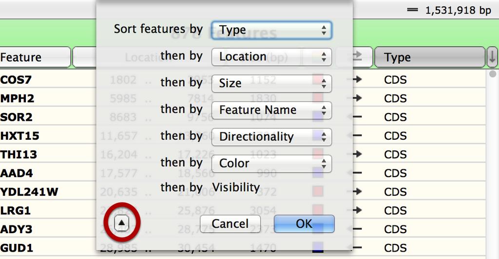 Alternatively, you can click Features Sort Feature List.