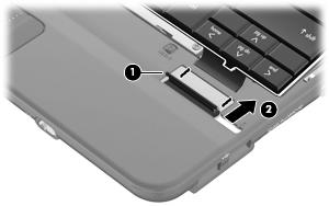 8. Disconnect the cable (2), and then remove the keyboard. 9. Remove the keyboard.