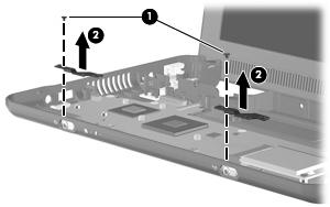 2. Disconnect the following cables from the system board: (2) Display panel cable (3) Microphone cable (4) Speaker cable (5) WLAN cables (6) WWAN cables (select models only) 3.