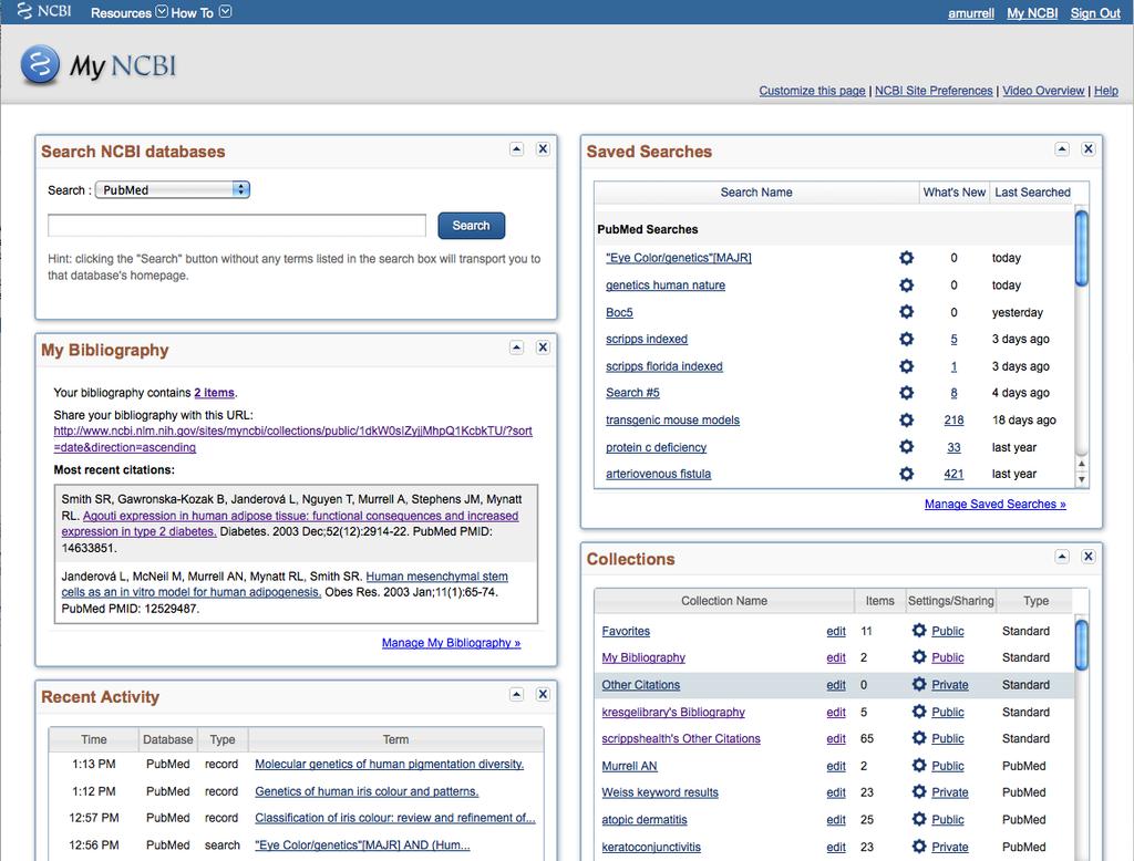 allows you to save searches, set up email alerts for search results, create collections of article citations, set