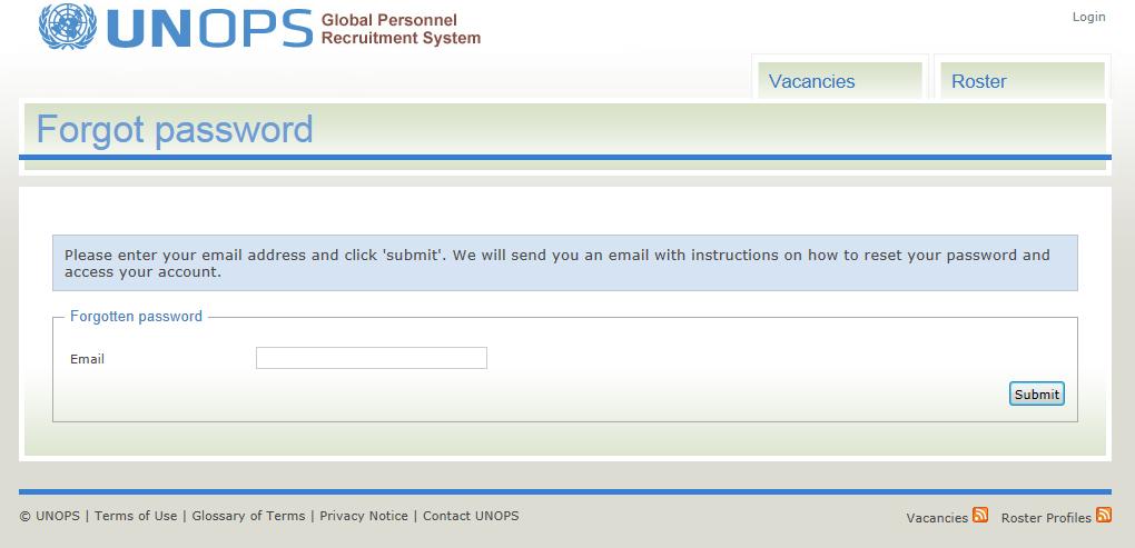 You will then be requested to re- enter your email address and click submit.