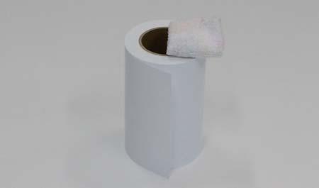 Replacing Paper Attaching the Roll Paper A Remove the new paper from its packaging, and stand it on a flat surface.