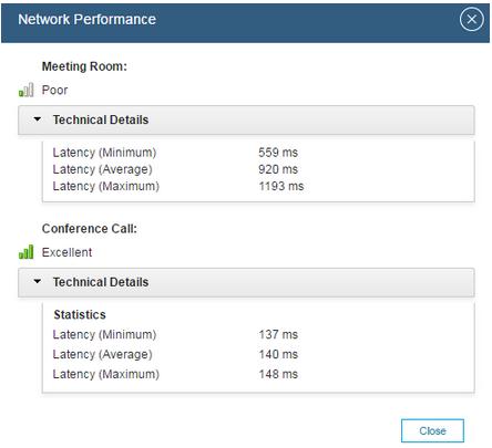 Capturing network performance information For screen-sharing and audio/video issues during a meeting, you must capture the network performance information from the meeting room while the meeting is