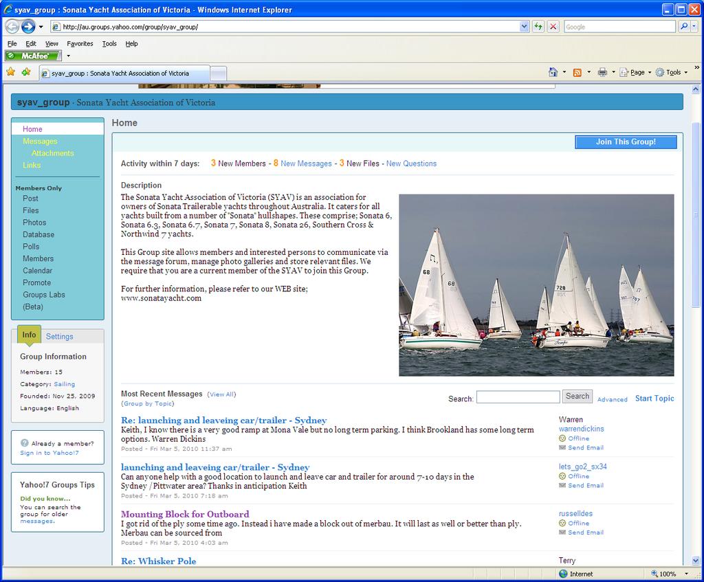It is very easy to start through the Sonata Yacht Association of Victoria web site.