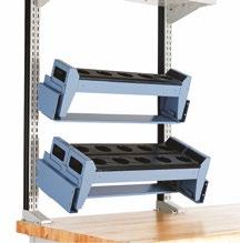 30" x 24", 36" x 18" and 36" x 24" Spider shelving; Inclined 20 for easy access to tools; Can hold 3 to 4 NC10 or NC12 tool racks; Adaptor compatible with Spider shelving unit only; Made in