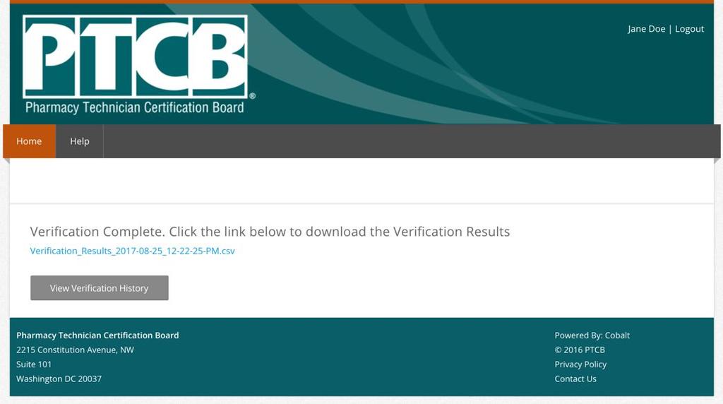 Downloading Your Output File Click the Verification Results.csv link to download the output file. The Verification Results.csv file can be opened in Excel, or any other program that supports the.