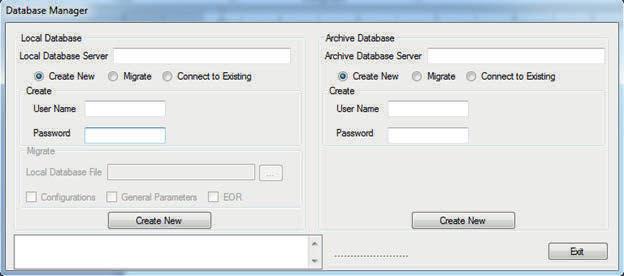2.5 Database Manager The Database Manager handles all database operations like create, migrate or use existing database.
