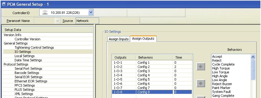 Behaviour s list Assign Input button Un-Assign Input button Un-Assign All button The Behaviours List displays all the available behaviours which are not been assigned to any of the input pins.