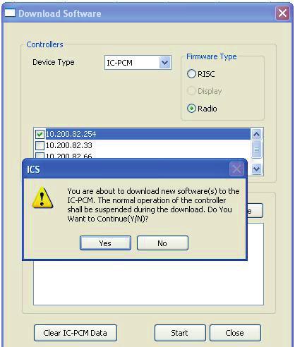confirmation. 5. Click on Yes button of message box. 6. After download, IC-PCM automatically reboots.