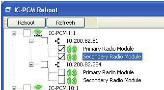 3. A reboot message is sent to the selected IP addressed which reboots the device(s). 4. The controller(s) reboot(s). 3.8.2 Reboot Radio Modules 1.