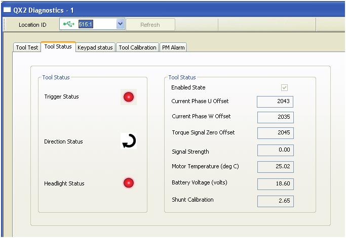7.2 Tool Status Tool Status tab displays system data for diagnostics purpose.