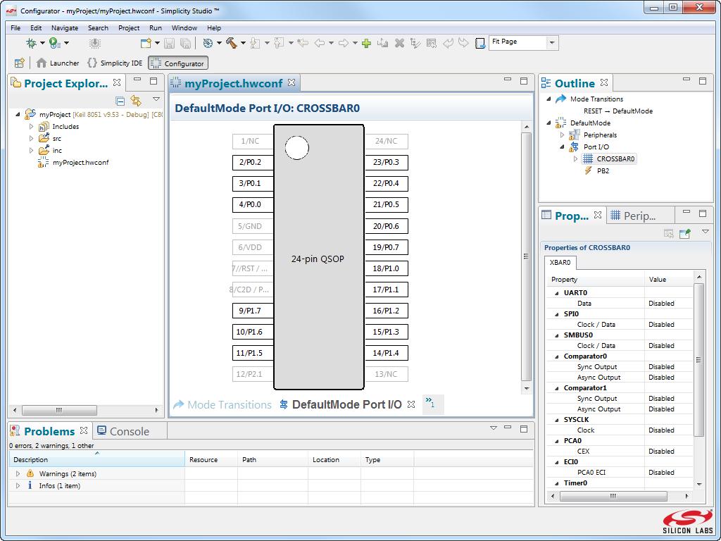 AN08: Simplicity Studio C805F85x Walkthrough This document provides a step-by-step walkthrough that shows how to develop a basic embedded project using Simplicity Studio (IDE and Configurator) to run