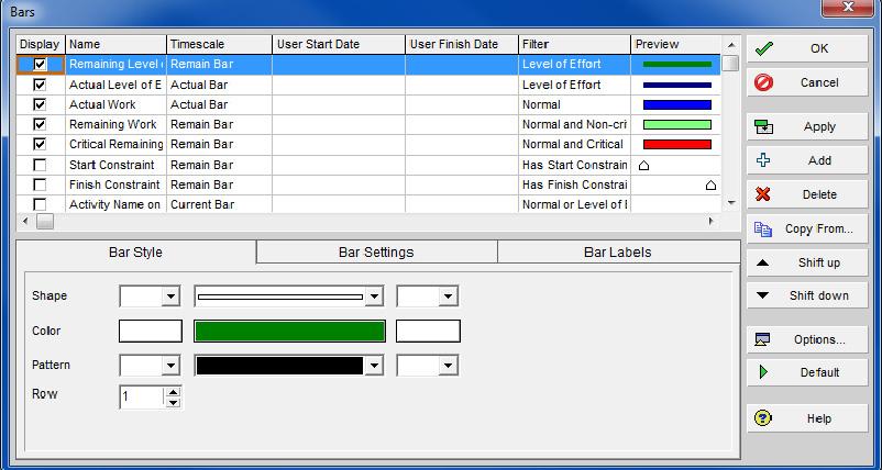 8.3 Formatting the Bars The bars in the Gantt Chart may be formatted to suit your requirements for display.