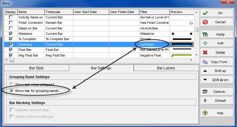Creating a Summary Bar It is not obvious how to create a Summary Bar: To create a new Summary Bar you will see that you may not select Summary from the filter drop down box,