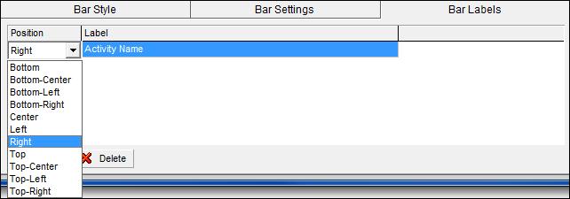 8.3.5 Bar Labels Tab This tab enables the placement of text with a bar above, below, to the left, and to the right.