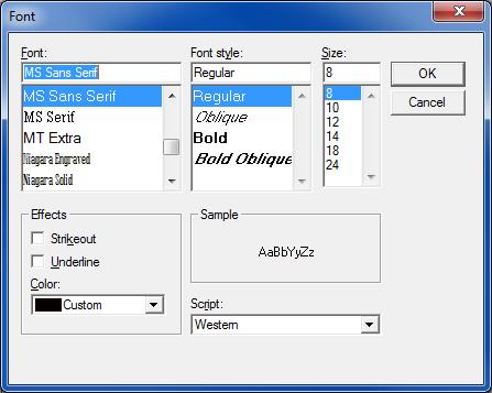 8.9 Format Fonts and Font Colors The format font options are: The Activity Data fonts are formatted in the Table, Font and Row form (displayed in the paragraph above) by selecting View, Table Font