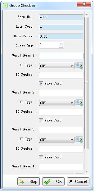 4 Daily Management After inputting information about a guest, click [OK] to input information about the next one.