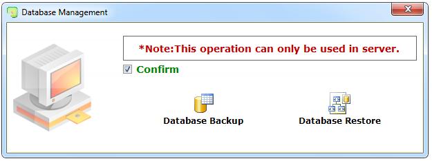 Management Interface. This function is used for database backup and restoration.