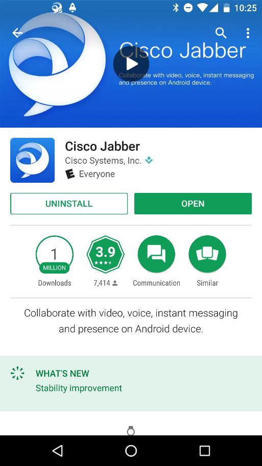4 INSTALLING THE CISCO JABBER FOR MOBILE APP You can install the Cisco Jabber for mobile app by going to the App Store on your mobile device. Step 1.