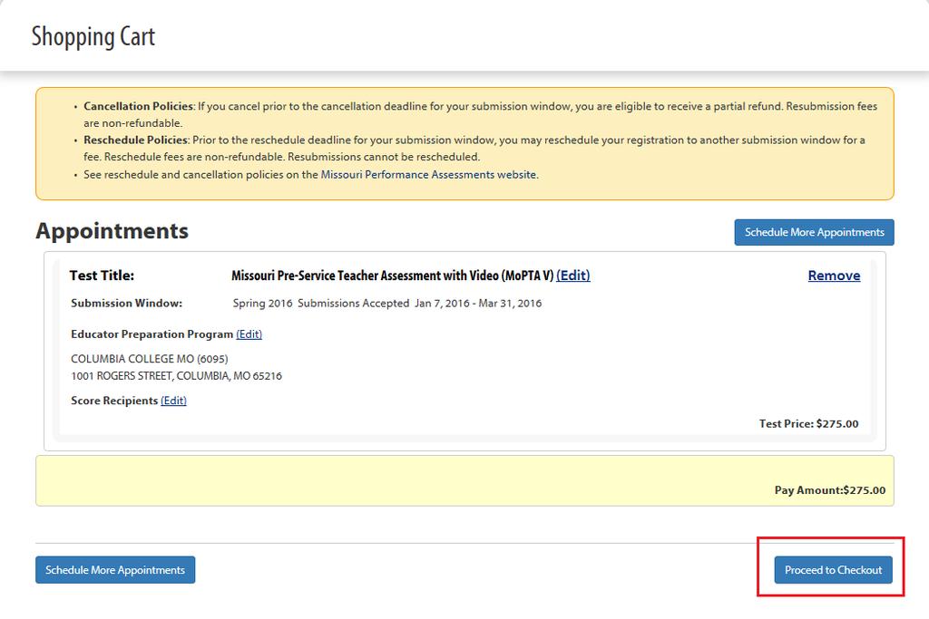 After you are finished with the background questions, select Next to review your shopping cart (as seen in Figure 11).